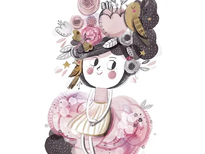 Fairy birds book children digital fairy flowers illustration ladybird moth nature