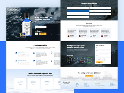 Ceramic Coating Product Page blue landing page marine product page ui web webdesign website