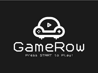 GameRow Concept 3 (B&W) black bw design gamepad gaming graphic illustrator logo logomaker logomark lounge sofa start white