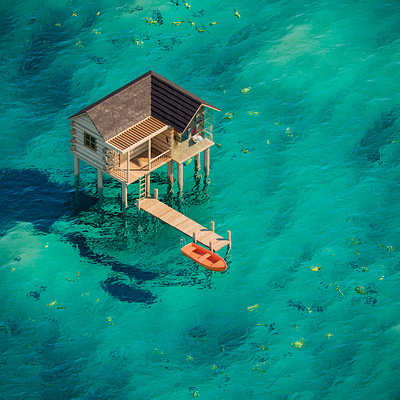 Ocean Cabin 3d 3d art 3ds max adobe photoshop boat cabin cgi corona render illustration isometric ocean render