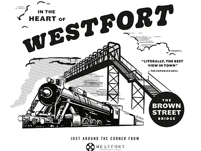 Brown street bridge bridge illustration retro shirt shirt design train trains tshirt vector vintage