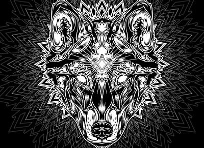 Wolf Totem cs4 illustration illustrator linework sacred geometry spirit animal spirituality vector vector illustration wacom wolf