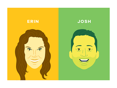 Erin + Josh celebration ceremony character couple couplegoals flat green heart illustration invite marriage people reception thank you wedding yellow