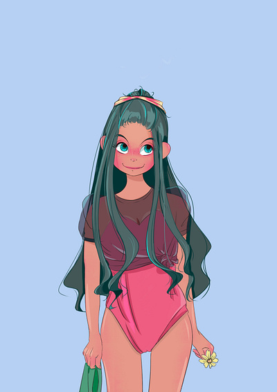 Summer girl illustratio