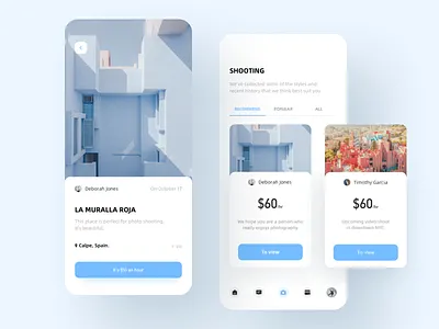 Booking shooting application concept design 01 app booking shooting ui 设计