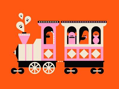 Vectober 28 - Ride flat geometric ghost halloween illustration inktober monster trains vectober