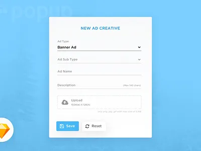 Pop up - Freebie 2019 challenge clean concept dropdown form freebie popover popup sketch ui upload file ux