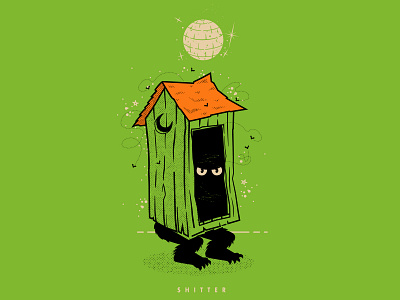SHITTER dance dance party halftone halloween illustration out house party shit shitter vector