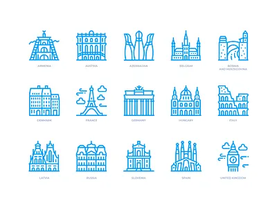 European Cities Icons europe european icon icon design landmarks
