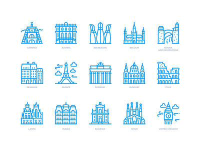 European Cities Icons europe european icon icon design landmarks