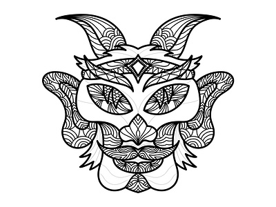 Goat Ethnic Ornament - 1 animals art artwork black decorative design drawing ethnic illustration line art ornament stained glass unique vintage white