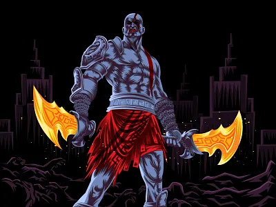 God of war amazing artwork design digital art digital illustration fantasy art flat game art game design god of war illustration noir portrait portrait art vector web