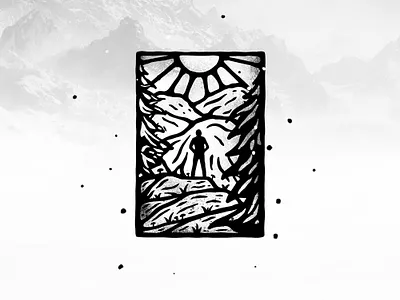 Into The Wild adventure badge branding dusan klepic forest hiking illustration logo mountains nature outdoor pine tree sun wild wilderness