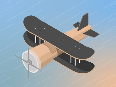 Airplane Skate illustration isometric illustration plane sk8 skate skateboard skateboarding vector