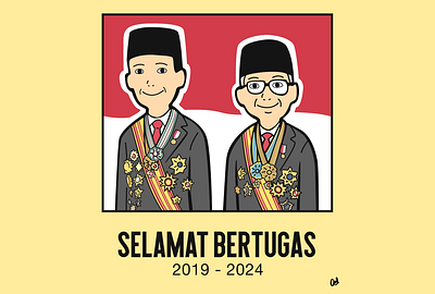 Jokowi-Maruf 2019-2024 art drawing illustration inaguration indonesia joko widodo jokowi maruf amin president vice president