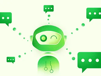 AI Chatbot ai artificial intelligence chat chatbot design green illustration it kosma lenar poland product robot yellow