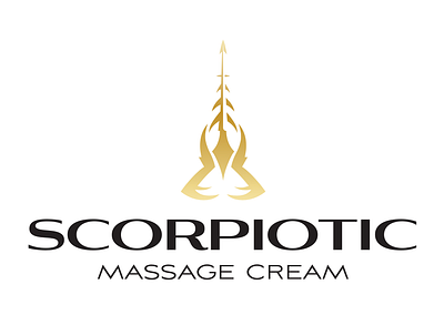 Scorpiotic arrow black branding cream elegant gold logo massage simple sorpion stylish typography up vector