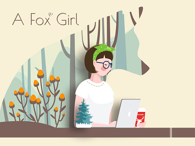 A Fox Girl designer forest fox girl illustration