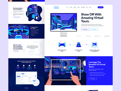 WPVR - Creative WPVR Landing Page 360 video blue branding colorful creative design illustraion modern design product design real estate trends typogaphy ui virtualreality vr web web design