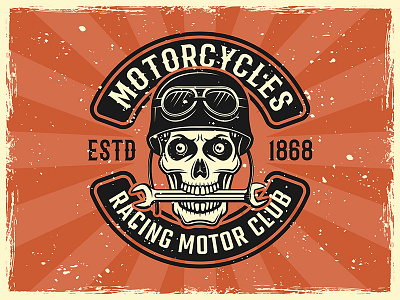 Biker club emblem art badge bike biker biker club concept dead racer emblem illustration label motorbike motorcycles patch race racer rider skull template vector vintage