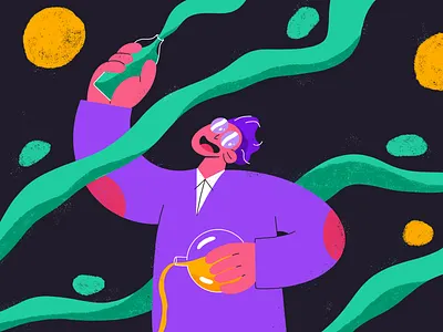 Ha-Ha! art character color crazy drawing illustration procreate science scientist warmup