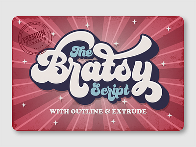 The Bratsy Script advertisement bold script branding design font awesome font design fonts illustration layered font logotype packaging retro retro font retrowave vintage font vintage fonts