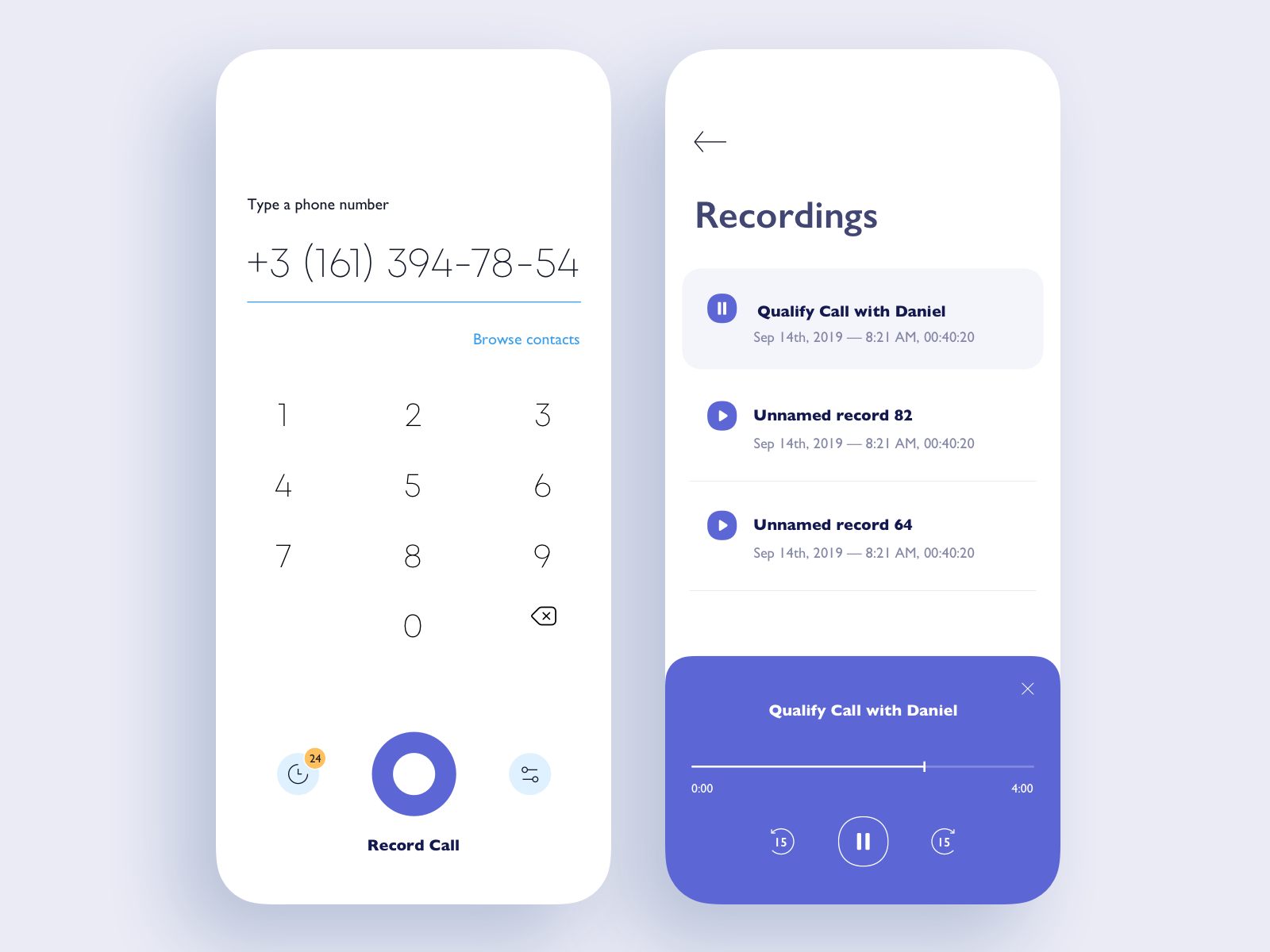Example of Call Recording App