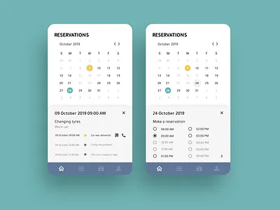 Car service app - reservations app application calendar car car app car service design mobile app mobile app design progress bar reservations ui ui design ux ux design