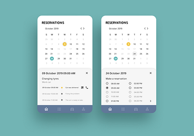 Car service app - reservations app application calendar car car app car service design mobile app mobile app design progress bar reservations ui ui design ux ux design
