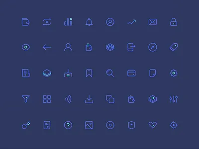 Crypto Wallet Iconset app bitcoin blockchain clean crypto crypto wallet cryptocurrency finance flat iconography icons illustration illustration art mobile mobile app simple vector wallet