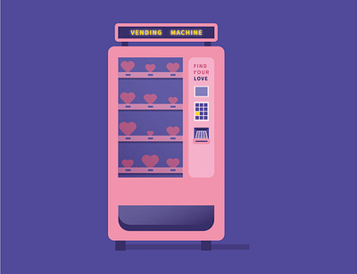 vending machine 2d blue dark heart hearts illustration art illustrator love pink purple vector vending machine