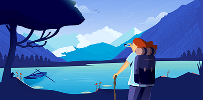 Personal project | Banner. adventure art banner banner design character character design design flat flatart illustration illustration design illustrator landscape illustration linkedin vector web