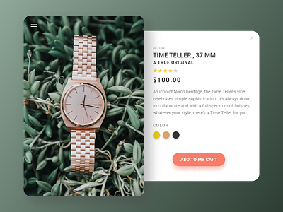 #DailyUI 12 — E-Commerce Shop (Single Item) daily daily ui daily ui challenge dailyui dailyuichallenge design ecommerce ecommerce shop item leaf nixon original shop single single item teller time ui ux watch