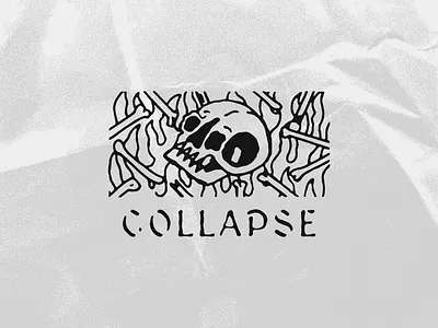 COLLAPSE black and white blackwork grit grunge hand lettering lettering skull skulls tattoo texture vintage