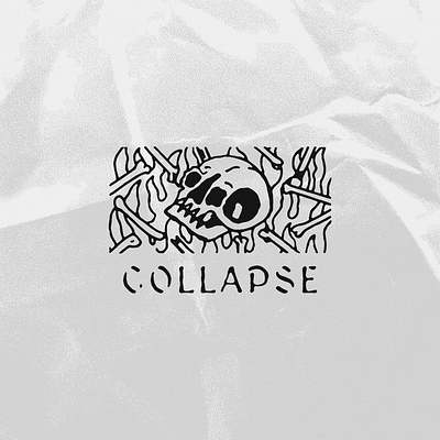 COLLAPSE black and white blackwork grit grunge hand lettering lettering skull skulls tattoo texture vintage