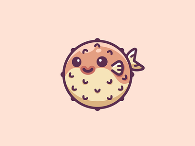 Puffer Fish animal blowfish cartoon character cute fish illustration mascot puffer fish simple