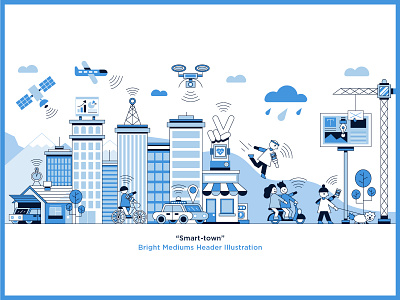 Bright Mediums Project "Smart-town" behance cartoon dribbble best shot graphic art icon design icon designs illustration outline smart stroke stylish vector vector illustration web website