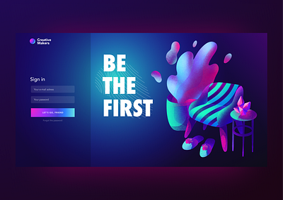 Login page. Be the first. Image adobe adobe aftereffects animation button design desktop figma form gradient login login form motion design page principle procreate sign in ui uiux web design webdesign