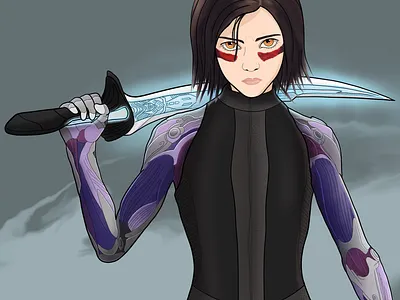 Alita: Battle Angel animation art character cyborg drawing illustration ipadpro procreate vector