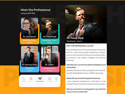 Networking App business card card design cards career colors creative detail page job meet mentorship multiplecolor professional ui ui design user experience user interface ux uxdesign yellowcolor