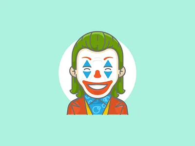 Joker adobe illustrator art batman character clown design flat graphic design happy icon illustration joaquin phoenix joker laugh movie smile sticker vector vector artwork villain