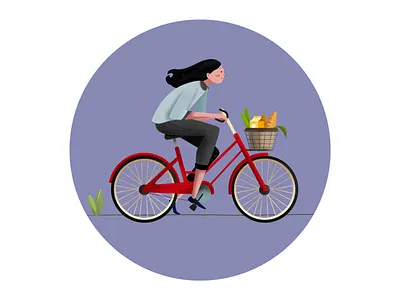 Happy People bicycle bike girl grain happy illustration ride