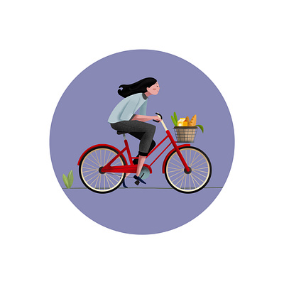Happy People bicycle bike girl grain happy illustration ride