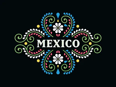 Mexican Folk Pattern black branding design floral folk icon illustration leaf logo mexican mexico ornament ornaments pattern simple spanish typogaphy vector