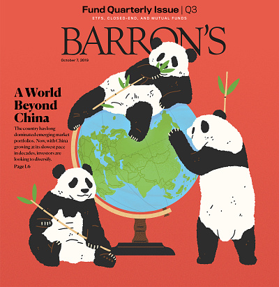 A World Beyond China animals digital editorial finance folioart globe illustration michael parkin nature panda world