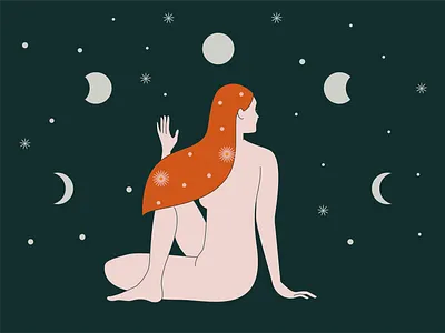 stillness body feminine illustration mindfulness moon simple yoga