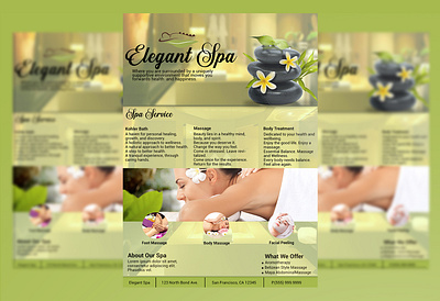 Elegant Spa Flyer PSD Template beautiful flyer business flyer design flyers girl girls night out flyer green flyer models flyer spa flyer