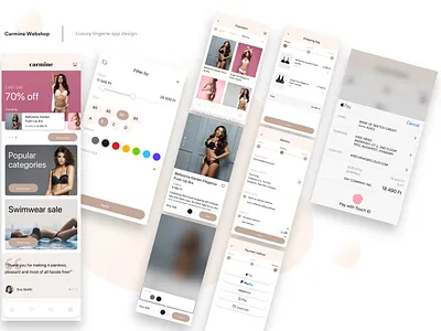 Carmine webshop app branding design lingerie ui ux vector web webapplication webshop website