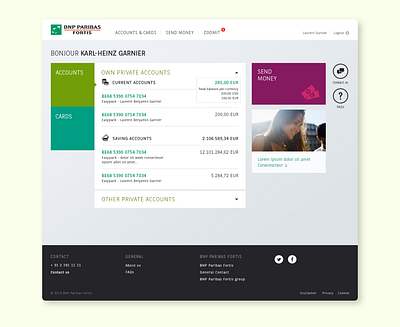 BNP Parisbas bank account bank dashboard ui design finance flat minimal transaction transfermoney ui web