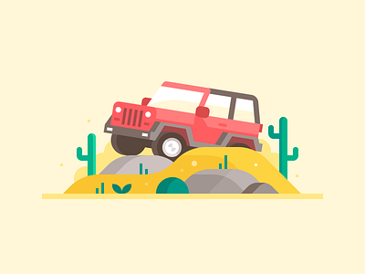 Credit Karma: Off-roadin' cactus car desert insurance jeep landscape off roading rocks truck